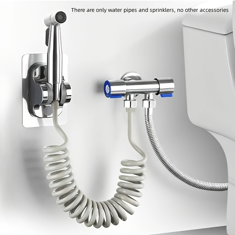 Kit de Chuveiro Manual de Alta Pressão - Pistola de Limpeza para Banheiro em Aço Inoxidável com Mangueira de 146.3cm e Suporte de Montagem na Parede, Bico Autolimpante para Vaso Sanitário/Chuveiro/Limpeza de Animais de Estimação Resistente à Fuga