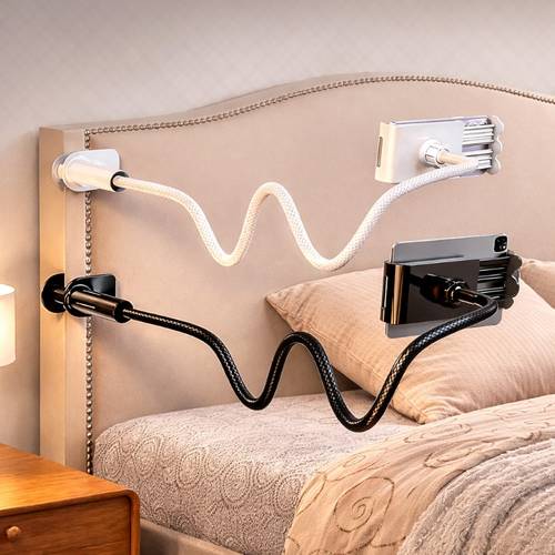 1 -Angle Adjustable Lazy Bracket, 360 Degree Rotating Universal Phone Tablet Holder, Stable Durable Anti-Shake Design, Wide for Smartphones And Tablets, Ideal for Bedside, Desk, Home, Office And Travel Use