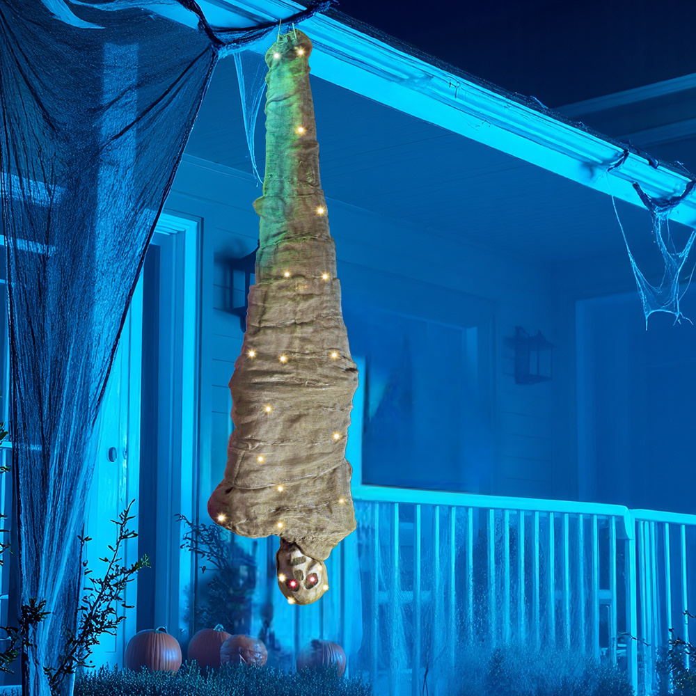 Image of Halloween Decoration Photo Props 65 Inch Halloween Cocoon Decoration, Hanging Dead Body Skeleton Decor For Indoor Outdoor Yard Haunted