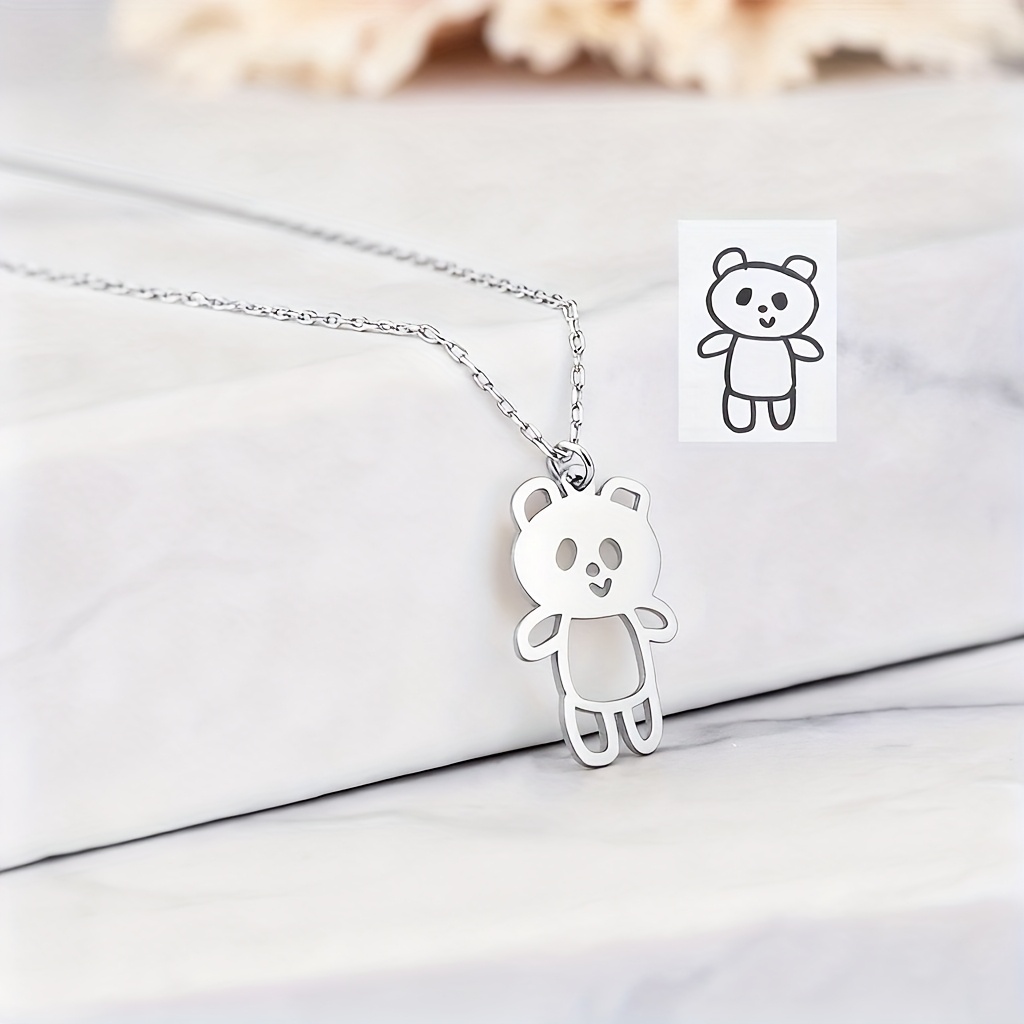 TEMU Stainless Steel Custom-made Pendant Necklace With Hand-painted Text And Images, Personalized Logo, Exquisite And Elegant, Custom-made Photo