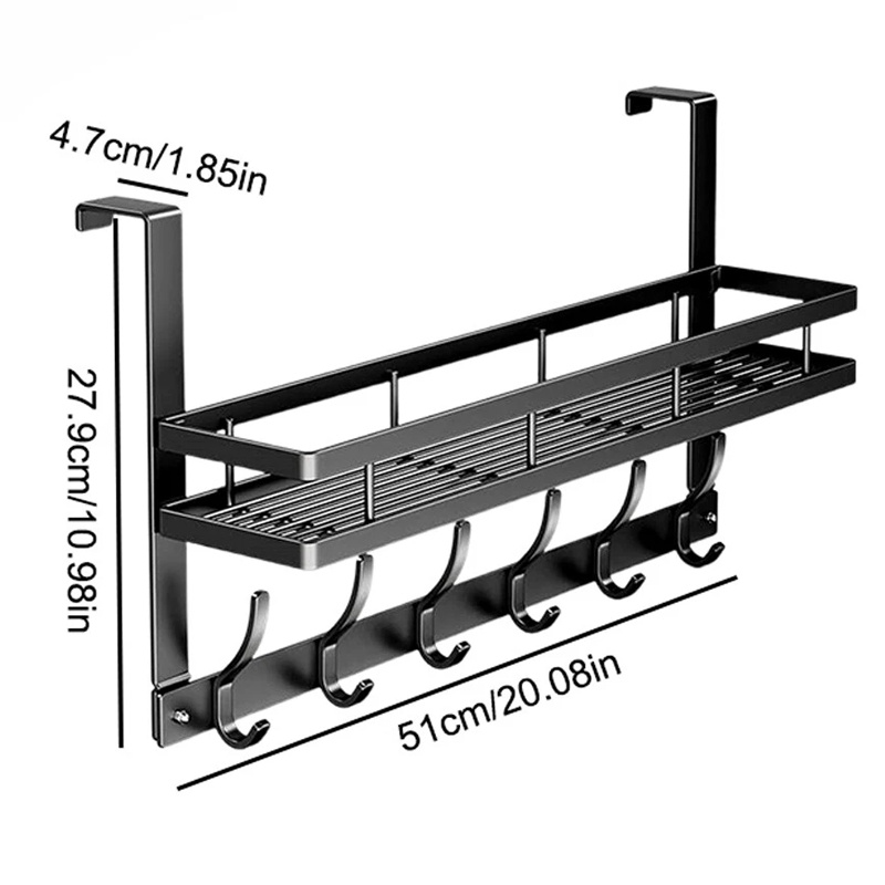 TEMU 6 Hooks Grey Over The Door Hanger Clothes Coat Jacket Rack Storage Basket For Bedroom