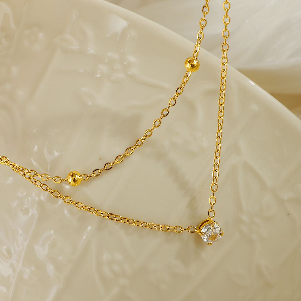 Classic Double-Layered Encrusted Necklace for Women
