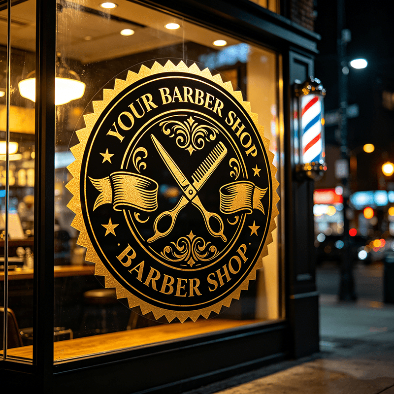 TEMU Custom Business Logo Glass Decal, Personalized Vinyl Window Sticker, High Quality Removable Storefront Decor, Barber Salon Cafe Nail Shop Door