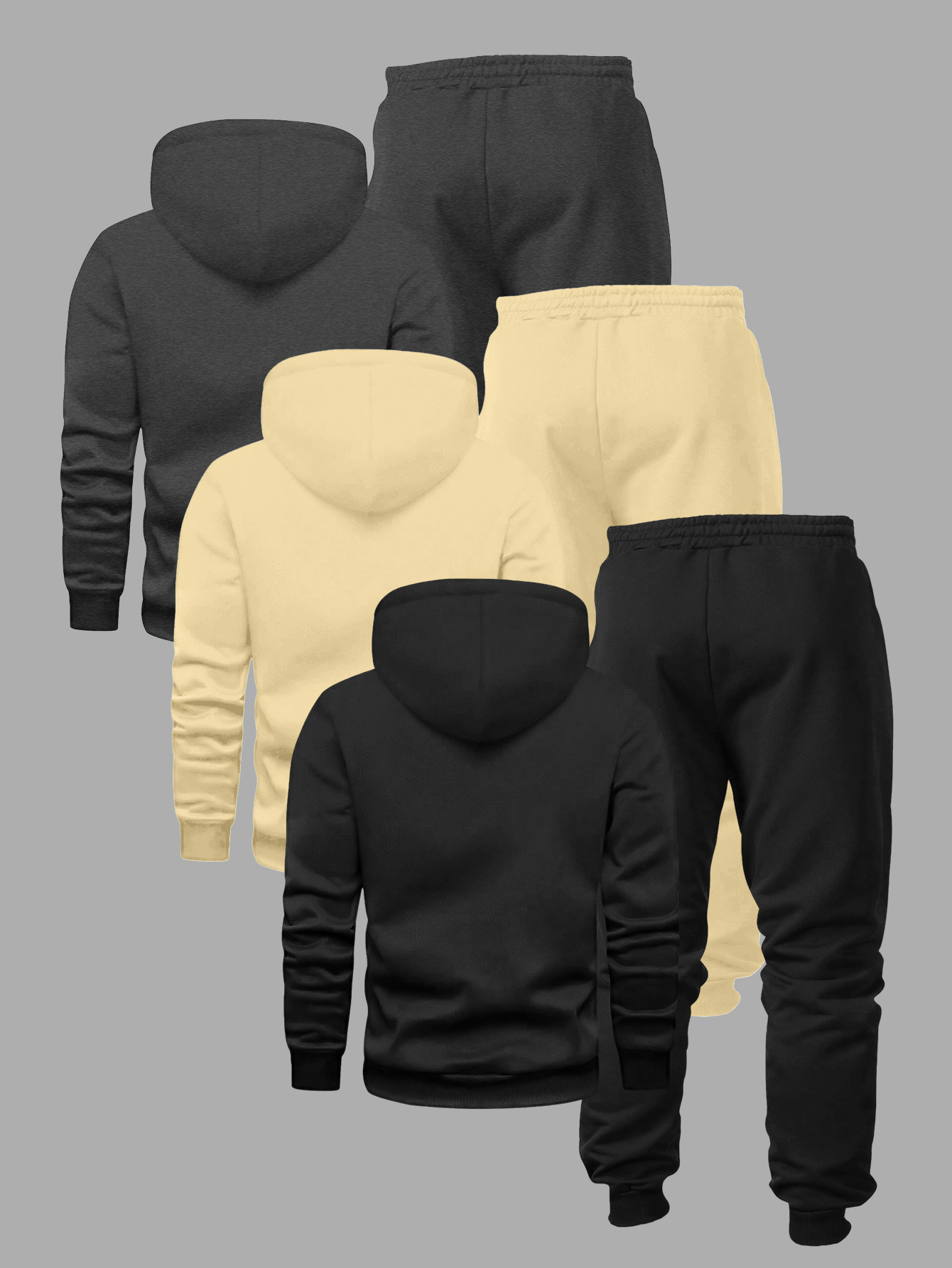 Men'S Casual Hooded Sweatshirt & Joggers Set - Geometric Letter Print, Regular Fit, Long Sleeve, Drawstring Waist, Geometric Pattern, Fall/Winter Collection, Fall Winter Apparel | Geometric Print Hoodie | Drawstring Hoodie