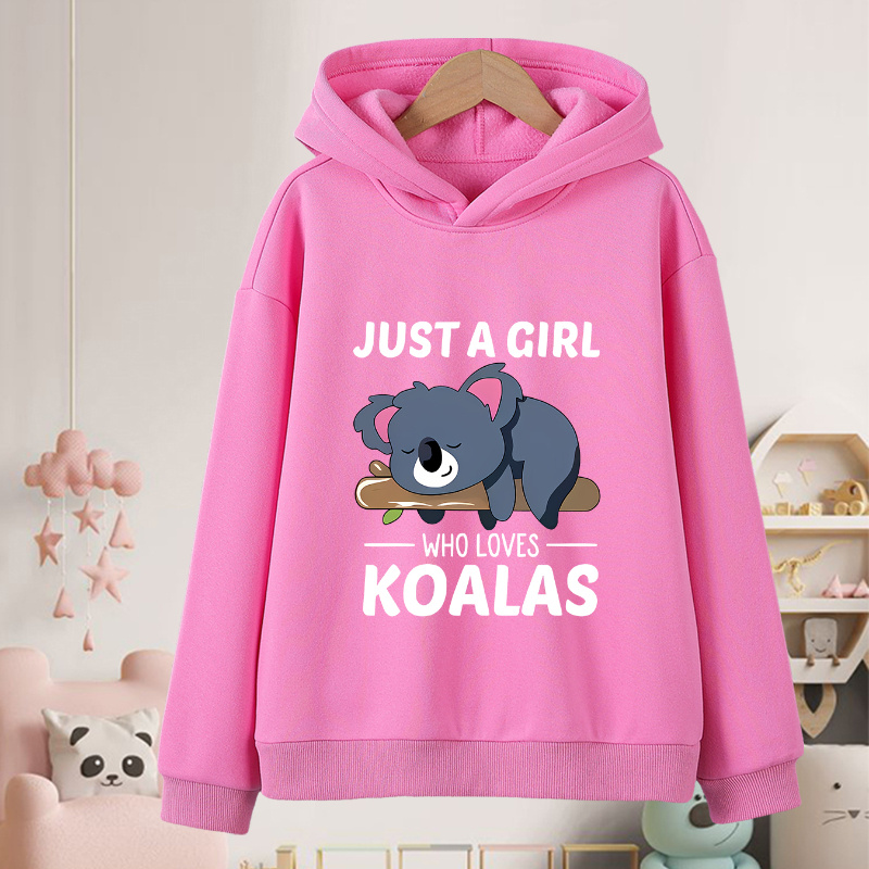 

Travel-ready, ' Cute Koala Print Hoodie - Cozy & Stylish Pullover For Boys And Girls, Casual Attire, Outdoor Fun, Travel & Photoshoots - Machine Washable Polyester