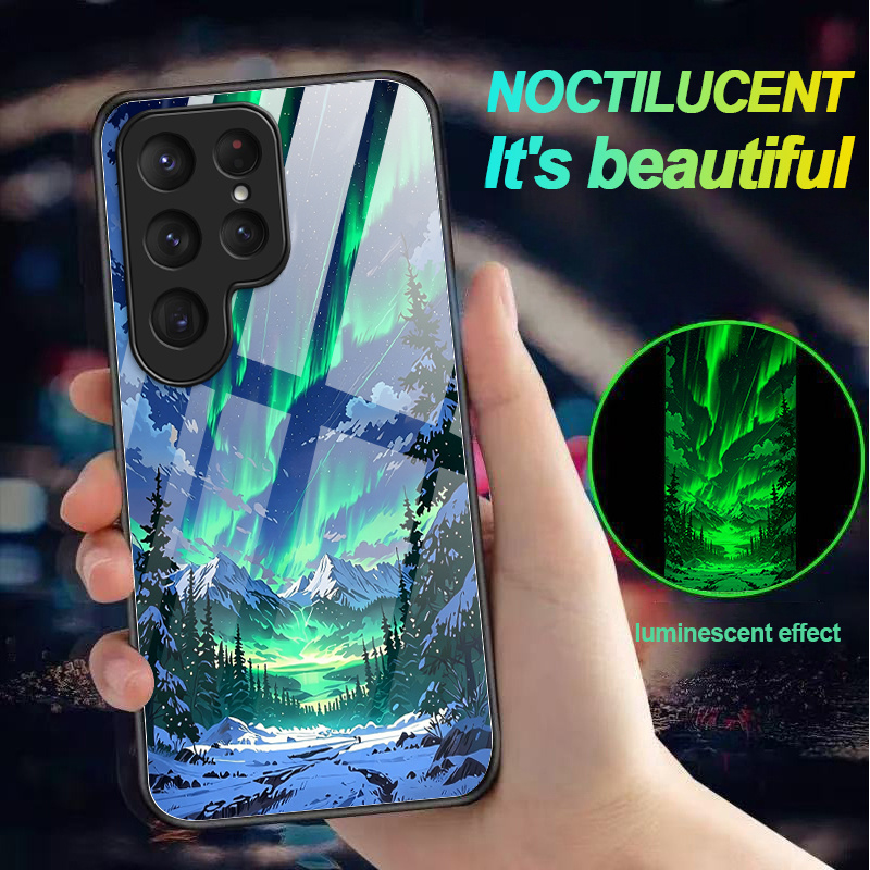 TEMU Phone Case - View Luminous Glass Phone Case, Anti-fall, Luminous, No Power Required, Suitable For Galaxy
