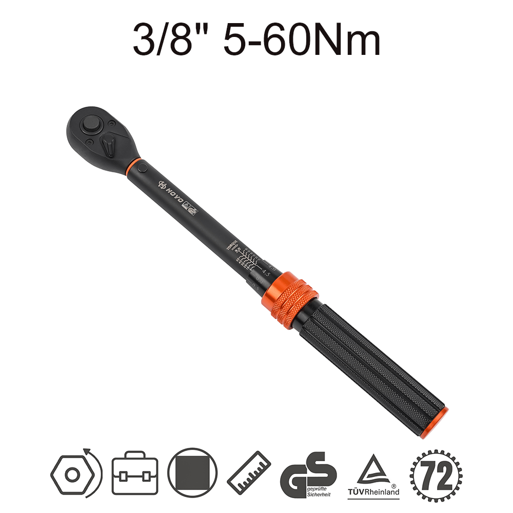 Image of 3/8" 5-60nm Torque Wrench, 72-tooth Ratchet, From Vanadium, One-button Quick Release, Suitable For Bicycles And Electric Bicycles