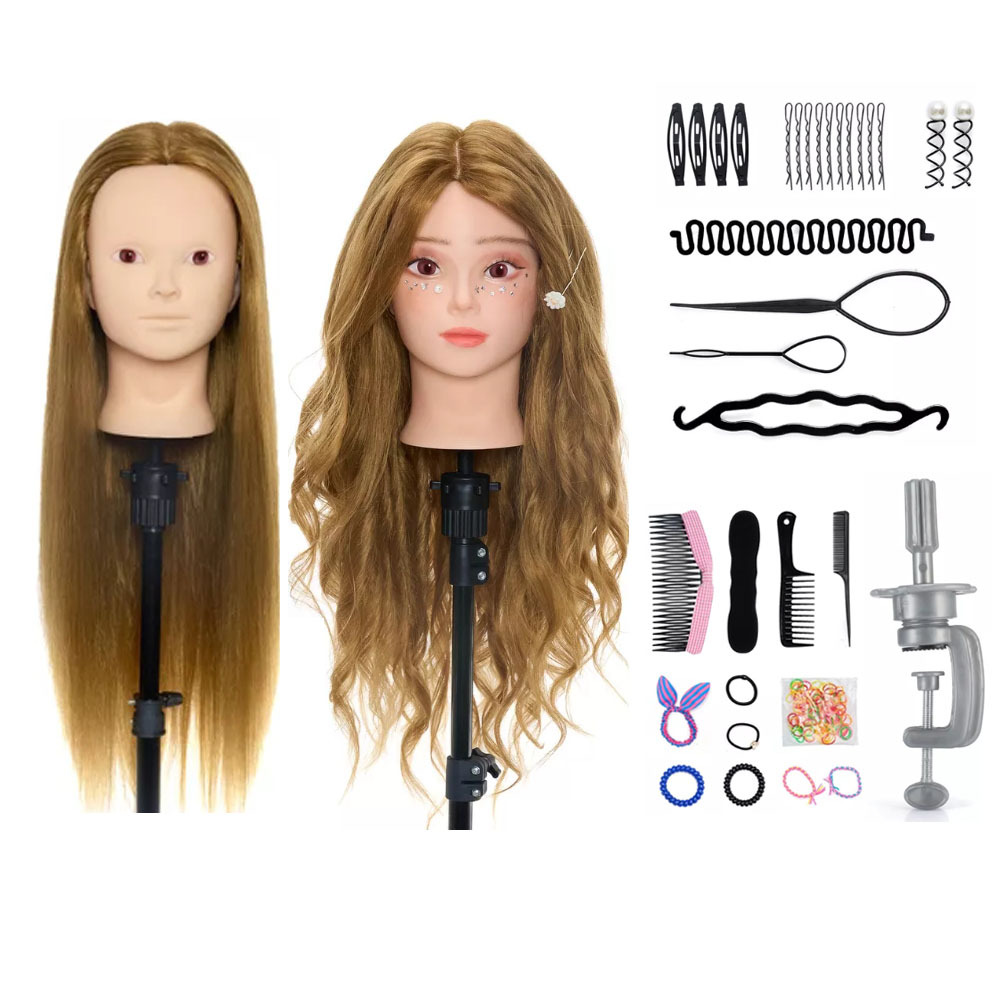 Image of 24" Hairdressing Practice Head, Hairdresser's Mannequin, Hair Model, Diy, Cosmetics, Make-up, Styling, Synthetic Fibre