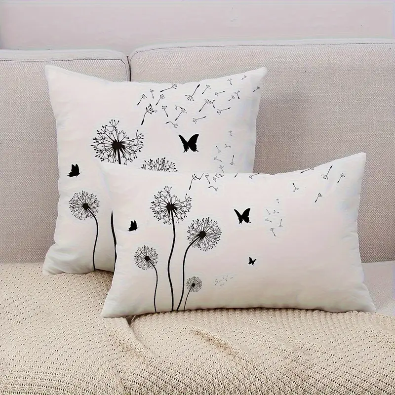 1pc double sided dandelion print throw pillow cover decorative pillowcase with envelope closure machine washable for sofa bedroom living room car decor no insert included Product details 2