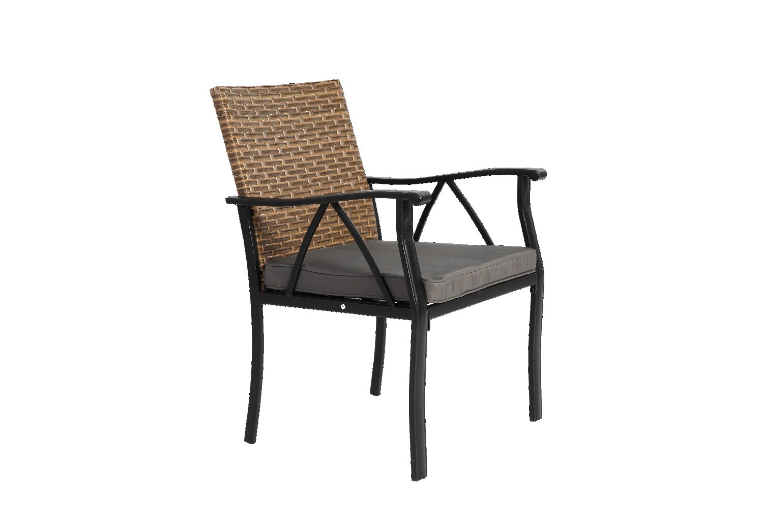 Andehomy 7pcs Patio Dining Set with 6 Chairs And 1 Table, Outdoor Dining Set with 2 Wicker Swivel Patio Dining Chairs with Cushions & Black, Rectangular Woodgrain Metal Dining Table with 1.75