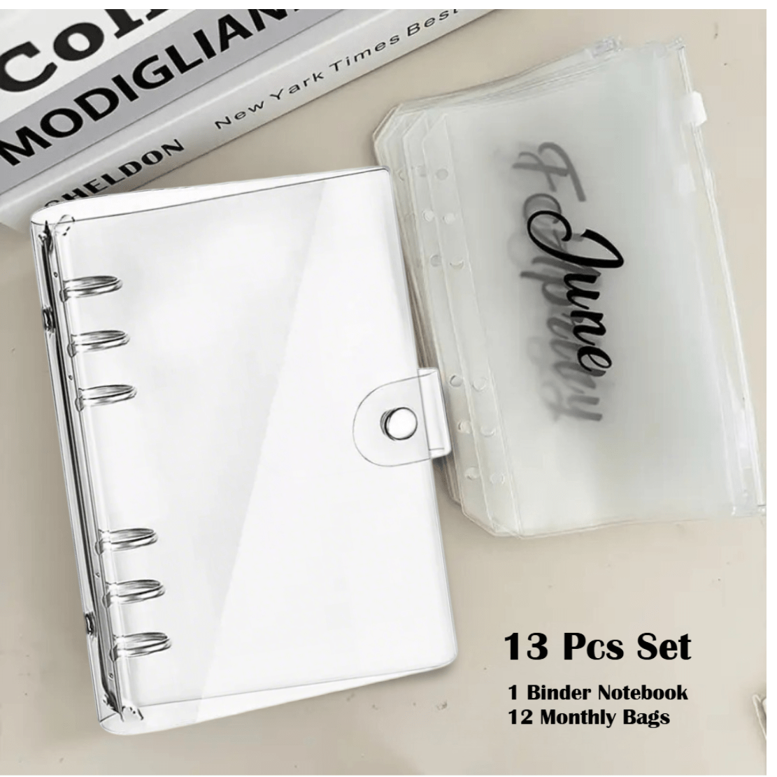 TEMU 13pcs A6 Binder Set | 1 Binder +12 Monthly Closing Bag | Monthly Zipper Budget Envelope Binder Bill Receipt Organizer | Mother's Day, Father's