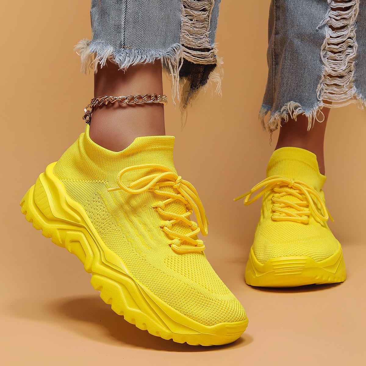 TEMU Breathable Knitted Sports Shoes For Women, Lightweight Running Shoes, Trendy Casual Footwear., Women Shoes, Sneakers