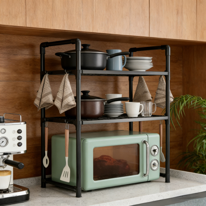 High-quality, Installation-free, Movable Multi-tier Kitchen Storage Rack. Easily Organizes,, Rice Cookers, and Potted Plants, Freeing up Valuable Countertop Space. Nordic Minimalist Style, a Practical Must-have for Any Home. Suitable for Holiday
