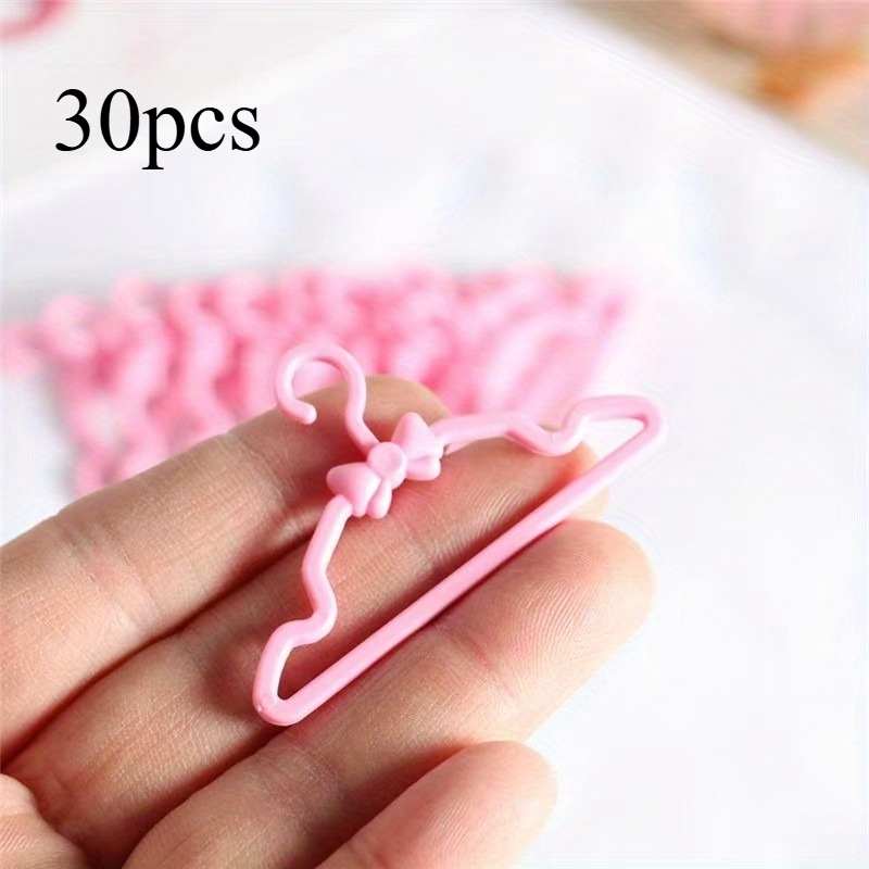 Set Of 30 Miniature Tie Hangers With Pink Hooks, Designed For Dollhouse Additions