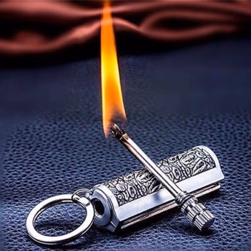 flint fire starter keychain metal matchstick fire starter gear permanent match lighter portable metal keychain mens gift for outdoor camping hiking Product details 1