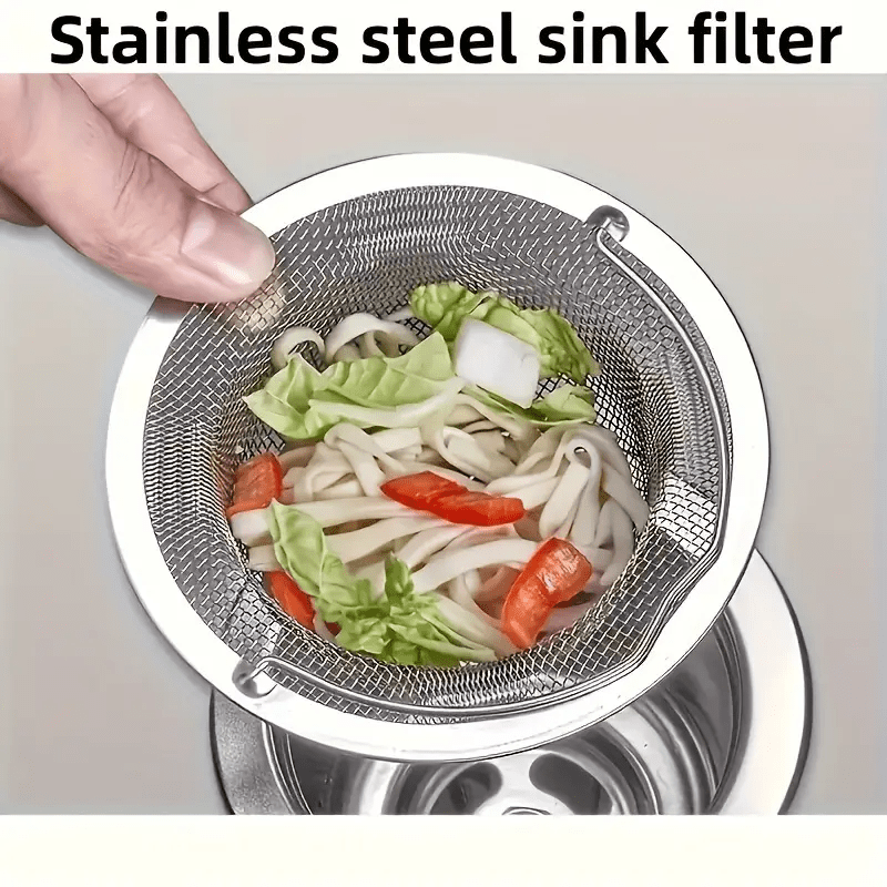 Image of 2pcs Kitchen Drain Filter Anti-clogging Stainless Steel Dishwashing Basin Draining Tray, Durable Rust-resistant Suitable For Kitchen And Bathroom