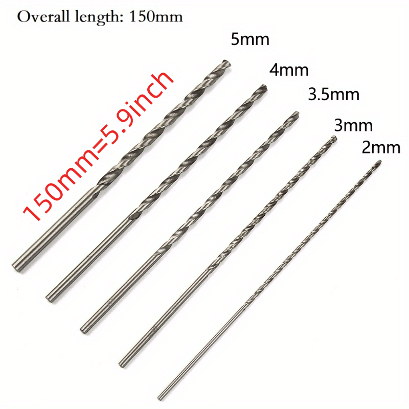 5pcs Steel Twist Drill Bit Set- 2mm To 5mm Steel, Long Hex Shank Drill Bits, Suitable Woodworking And Projects, Metal Construction, Compatible With Most Drills, Woodworking Tools