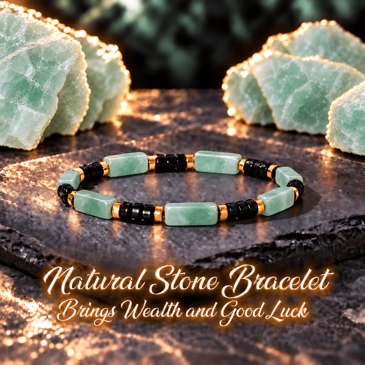 Unisex Vintage Stackable Natural Square Bead Bracelet