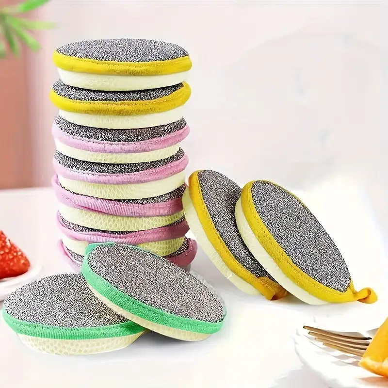 3pcs Heavy-Duty Natural Sea Sponge Dishwashing Sponges with Scouring Side - Dense Foam for Maximum Absorbency, Reusable & Durable Kitchen Cleaning Set with Hanging Loop, Heavy-Gauge Scrub Sponges for Pots, Pans, Dishes (Pink, Green, Brown) - & Cost-Effective, Made from Natural Sponge Material, Ideal for Tough Stains and Grease, Includes Scouring Side for Heavy-Duty Cleaning, Versatile Kitchen Cleaning Accessories, Cleaning Sponges for Dishes, High Density Kitchen Sponge,