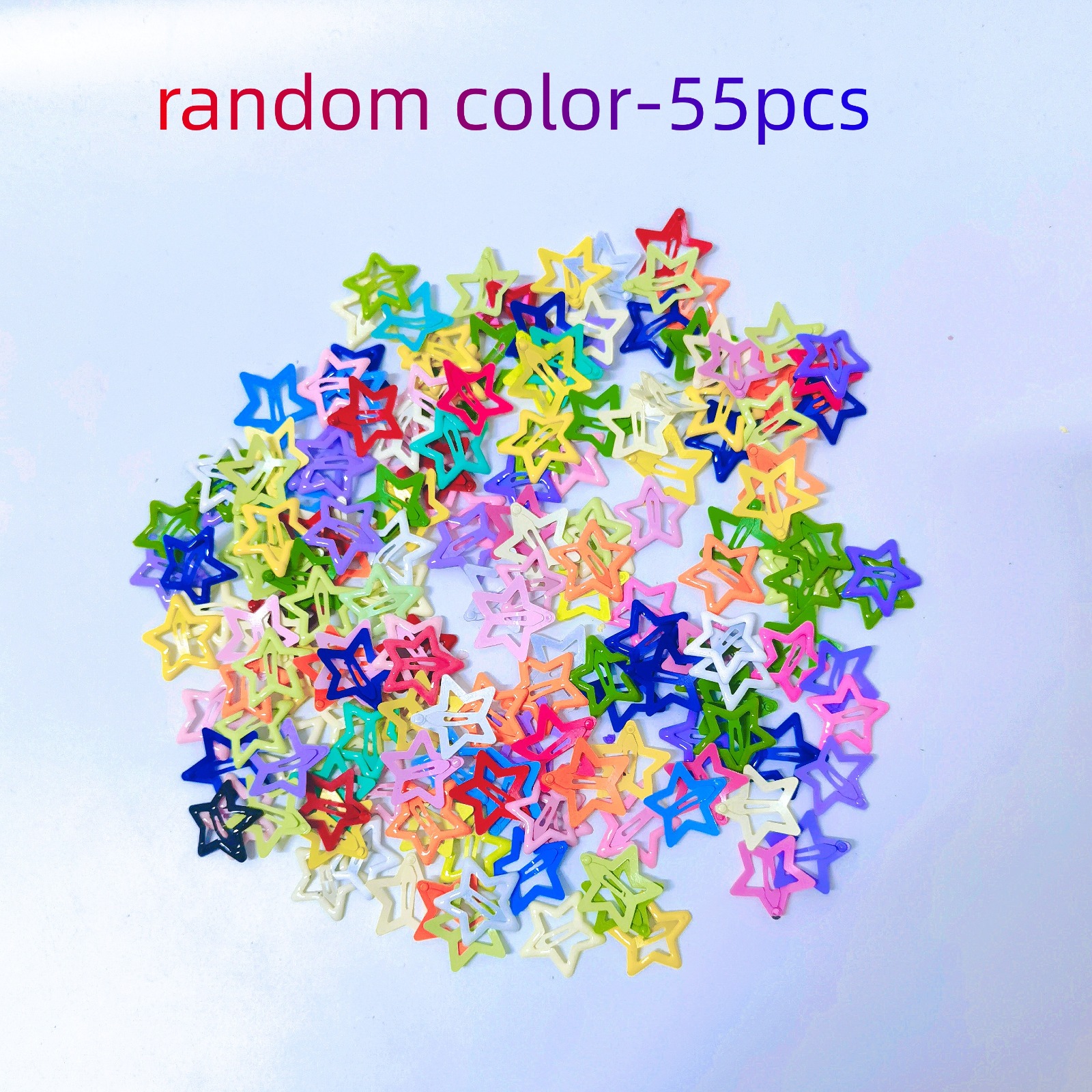 TEMU 55pcs Multicolor Hollow Pentagrams, Random Colors, Solid Macaron Bb Clips, Girly Side Bang Clip, Casual Outfit Atmosphere Versatile Decorative