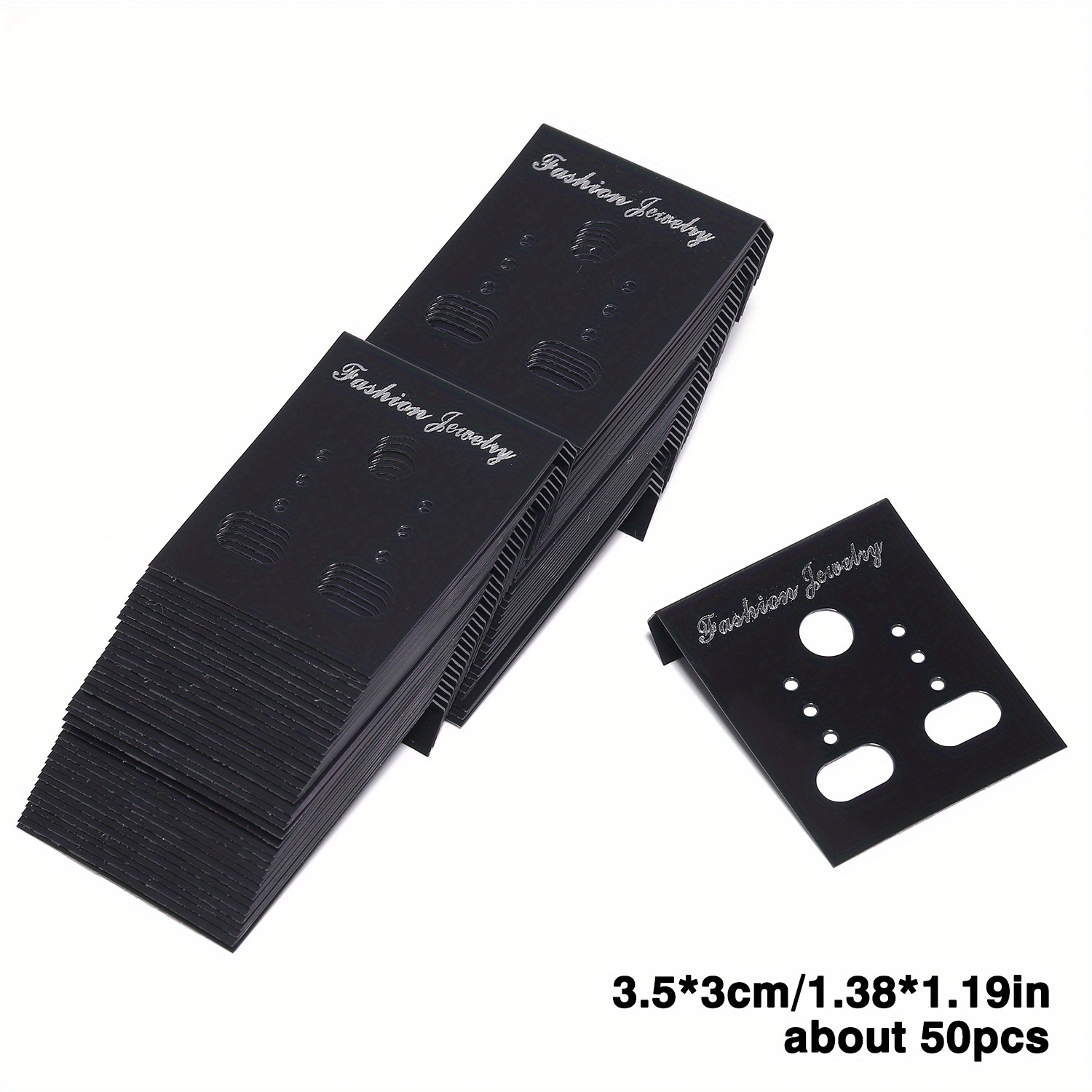 TEMU Lot de 50 cartes de présentation en plastique 3,5x3 cm pour boucles d'oreilles, étiquettes de prix de détail pour clous d'oreilles DIY, support