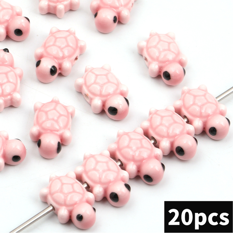 TEMU 10pcs/20pcs 12*19mm Random Color Cute Ceramic Turtle Beads & Elegant Sea Turtle Design Ceramic Loose Beads - Vintage Chinese Porcelain Beads For
