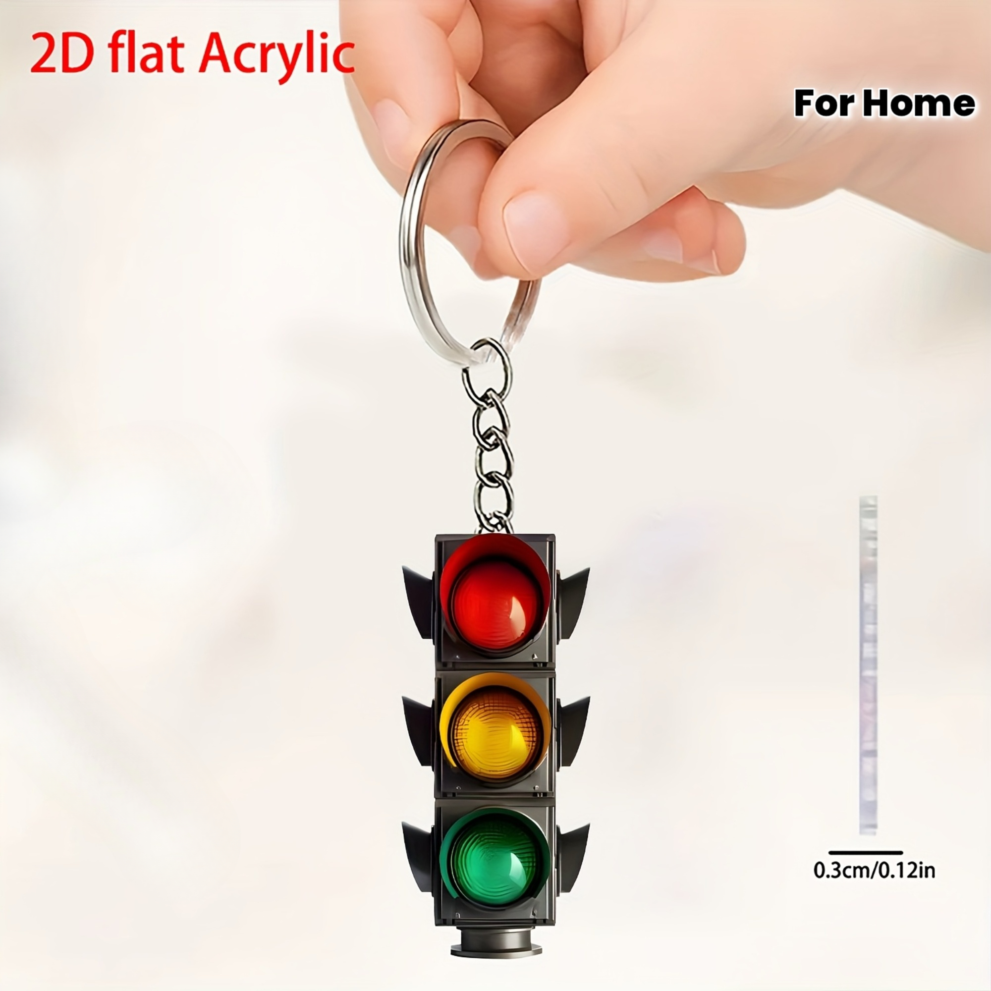 TEMU 2d Flat Traffic Light Keychain, Key Chain - Decorative Ornament, Creative Christmas Design Hanging Decor, Gift For Who Love Decoration, Suitable