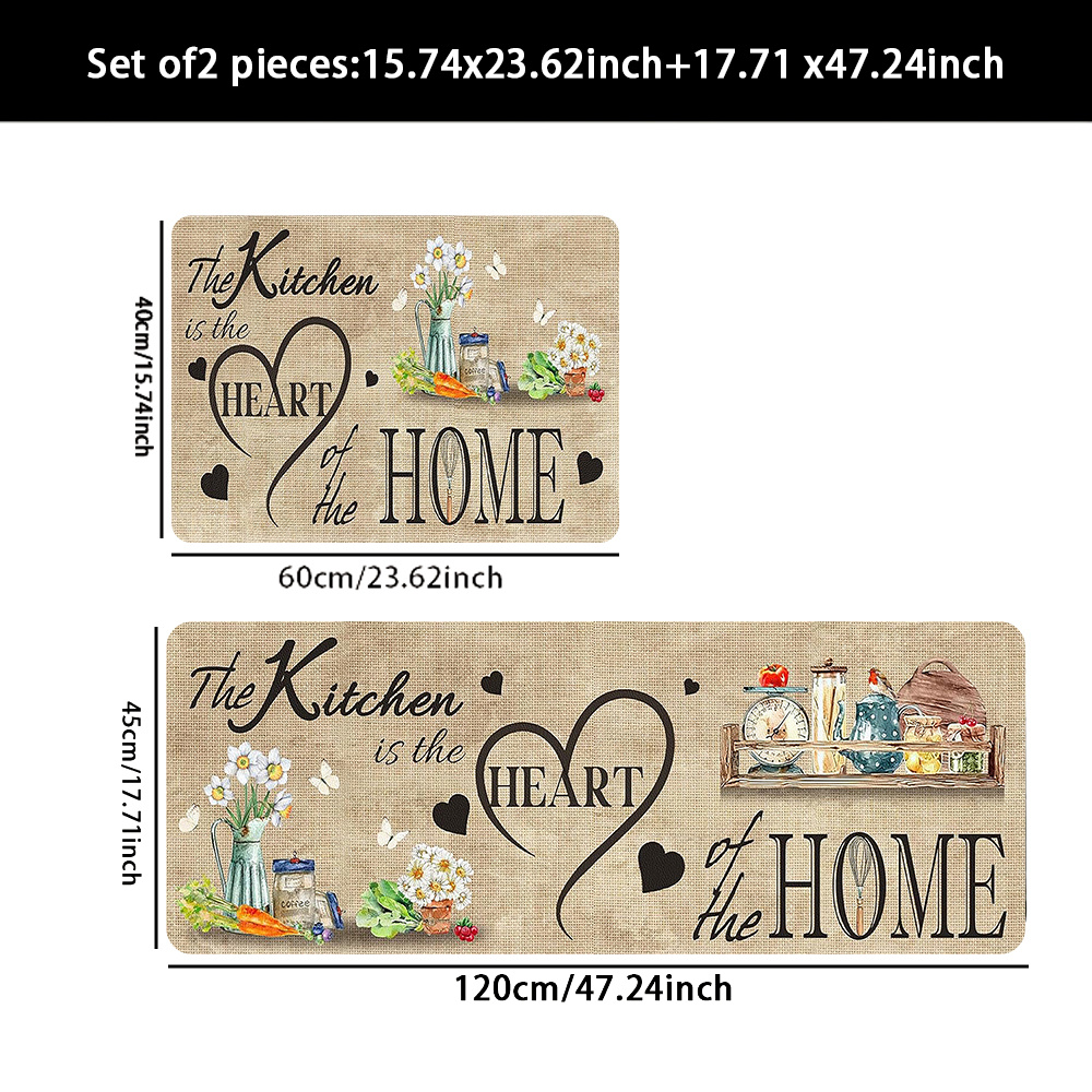 TEMU Keukenmat Decoratie 2 stuks/3 stuks, Warm Keuken Scène , Flanellen Vloerkleed, Geschikt voor Slaapkamer, Woonkamer, Eetkamer, Keuken, Badkamer,