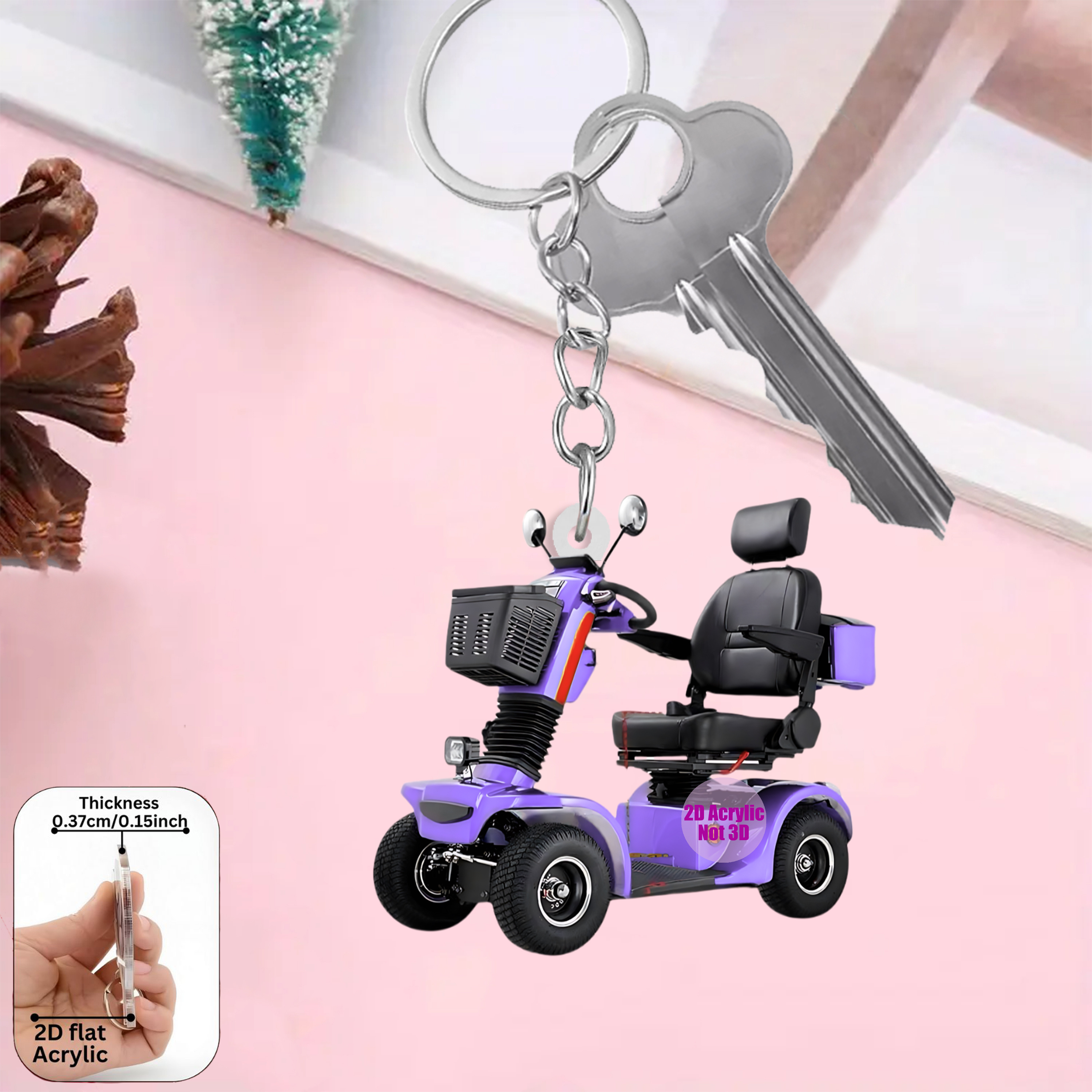 TEMU 2d Design- Fashionable And Unique Design, 1pc, Car-themed Keychain, Cute Keychain, Keychain Accessory, Trendy Enhancement Accessory, Compatible