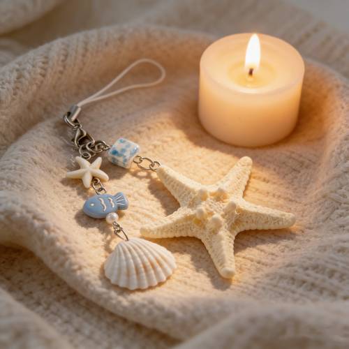1pc ocean themed small fish decorative keychain with and shell design versatile mobile phone pendant for vacation bags
