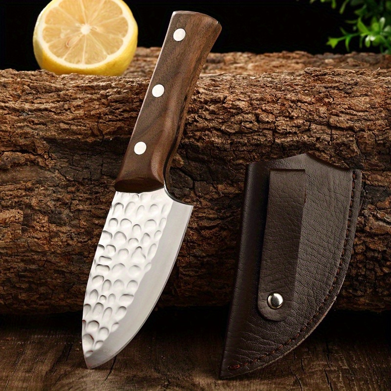 TEMU Stainless Steel Outdoor Knife | Handmade Kitchen Knife For Meat, Vegetables & Fruits | Cooking And Camping | Blade Length: 9.5 Inches, Total