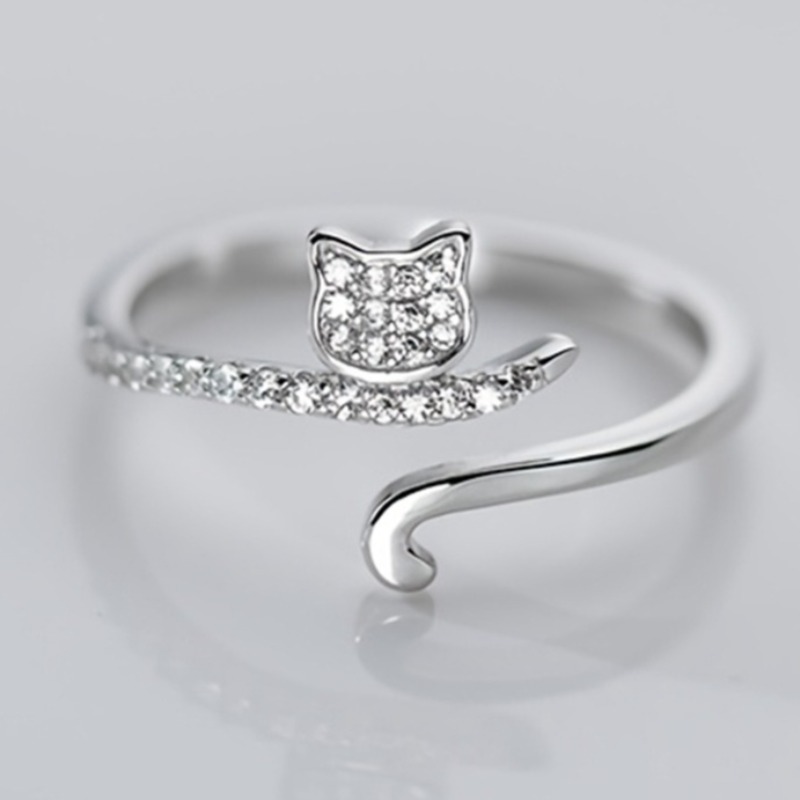 Kitten Tail Cute Cat Open Adjustable Ring for Women Daily Wear Party Trendy Simple Animals Ring Jewelry Gift