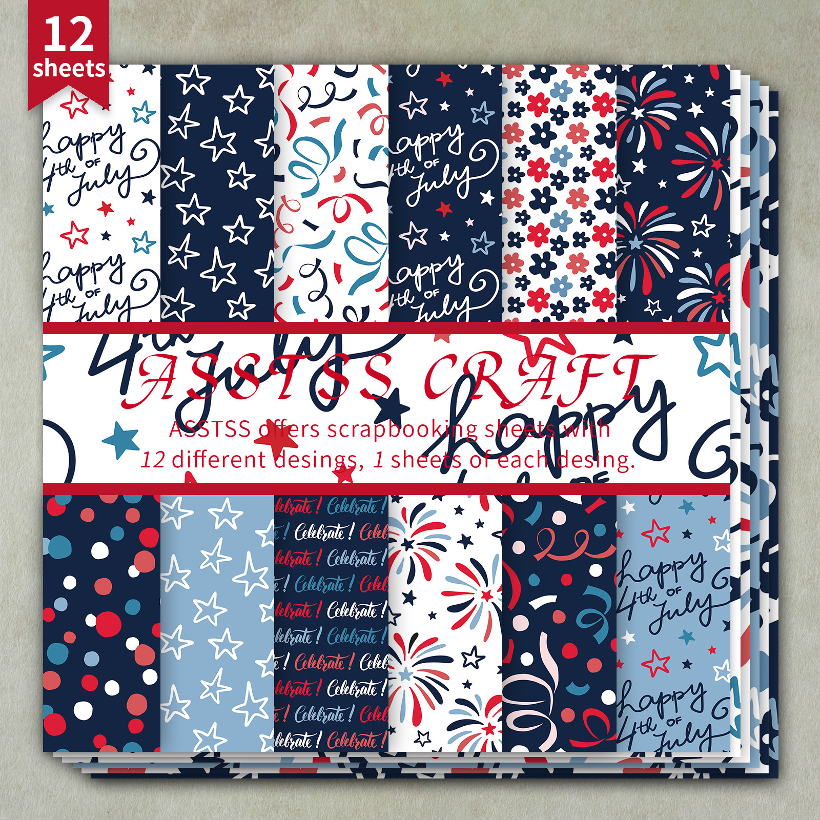 TEMU 12-sheet Asstss Heavyweight Scrapbooking Paper Pad Suitable For Journaling, Collage Art & Crafts - 6"x6" Cardstock Sheets With Floral Backing