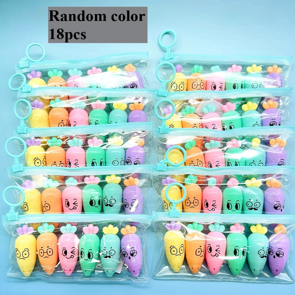TEMU 18 Random Color Carrot Highlighter Pens, Fun And Colorful Marker Pens, Small And Portable, Suitable For Diaries, Graffiti, Notes, Very Suitable