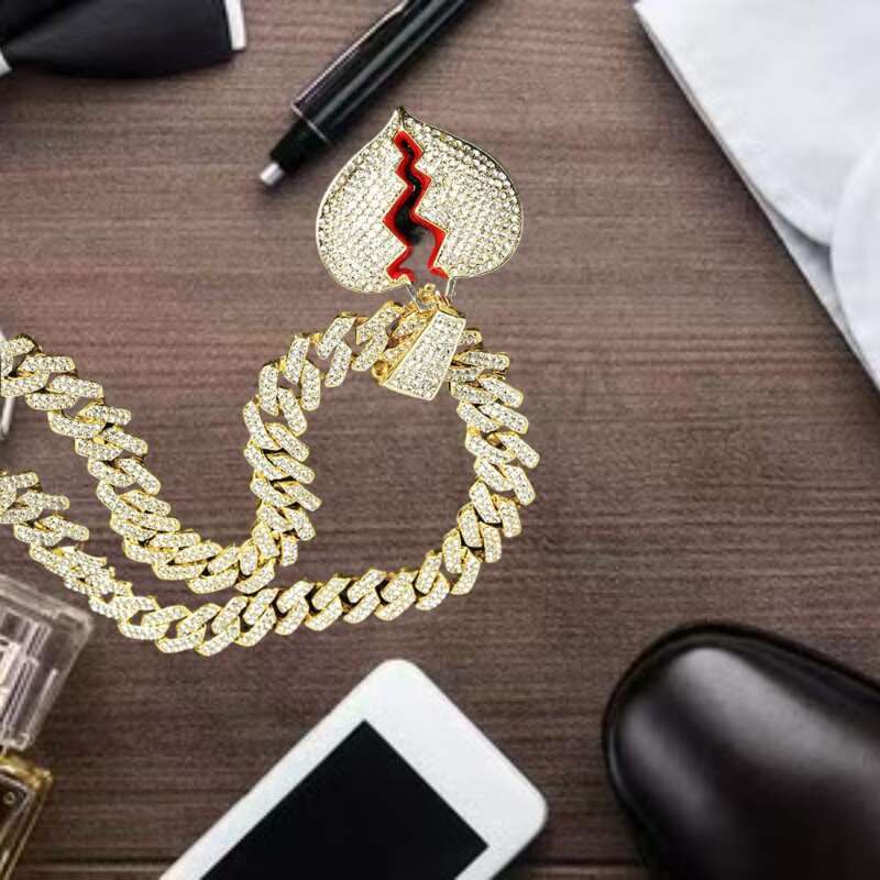 Heart Pendant Cuban Chain Necklace, Stylish Gift