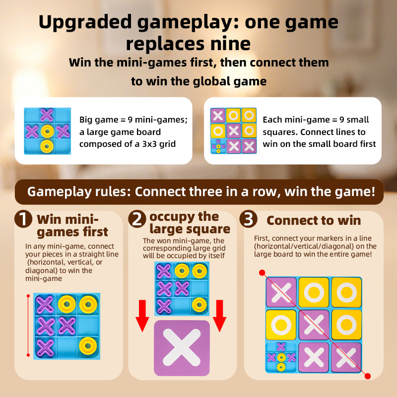 18x18cm XO Tic-Tac-Toe Board Set, Interactive Game