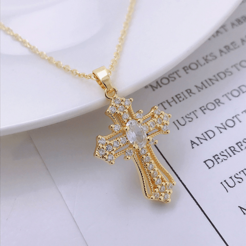 Women's Vintage Cross Pendant Necklace, Creative Design