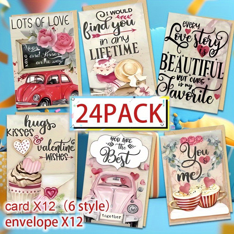 

24 Pack Vintage-inspired 's Day Greeting Cards With Envelopes, Multi- Mixed Blank Cards For , Christmas And New Year Gift, Paper Material