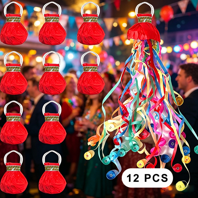 TEMU 12/24pcs Pack Colorful Hand-thrown Paper Confetti Streamers Suitable For Birthday Wedding Christmas Party Decorations - No Stains No Noise