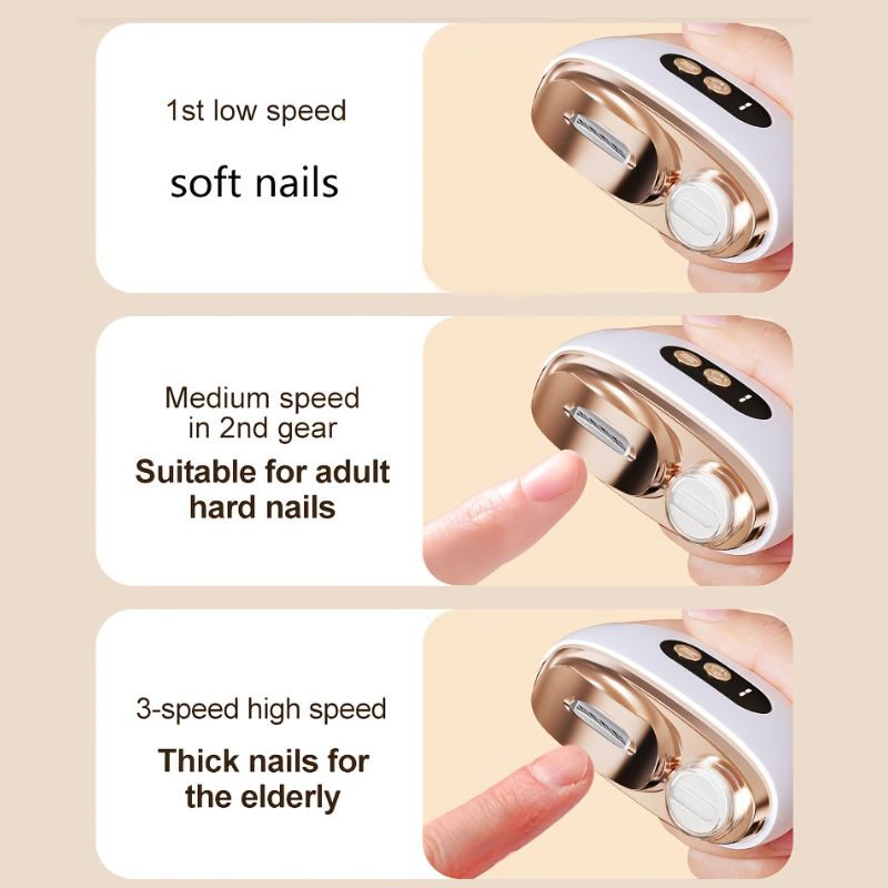 electric nail file, nail clipper, 3-speed rechargeable electric nail trimmer with polisher, led light   collector, 2-in-1 safe and portable design, suitable for nails and toenails Product details 5