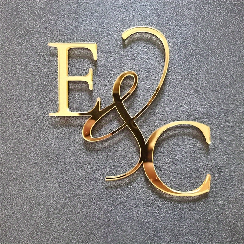 E-shop 1 Stück Personalisierter Hochzeitstorten-Topper - Individuelle Initialen (Buchstaben A-Z), Elegante Schrift, Langlebige Acryl-Tortendekoration