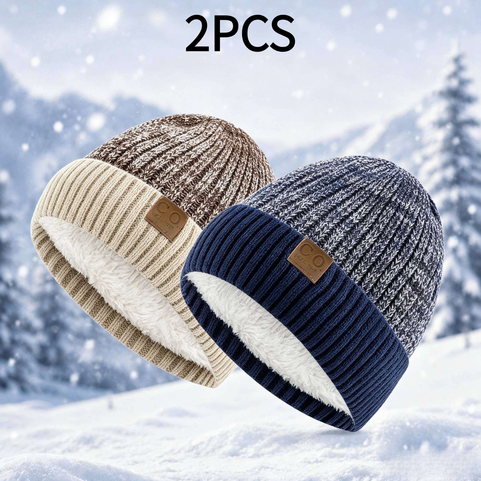 TEMU 2 pezzi Cappello invernale foderato in pile unisex caldo antifreddo - facile versatile regalo invernale - disponibili