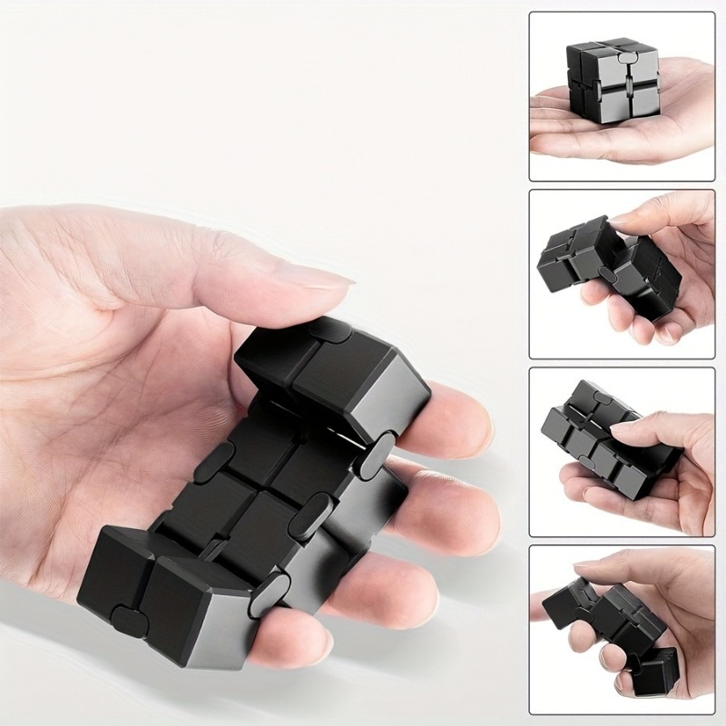 black infinite flip cube fidget toy mini pocket desk toy smooth quiet flip handheld puzzle cube   nylon material portable desk toy for kids ages 3 students   party favors