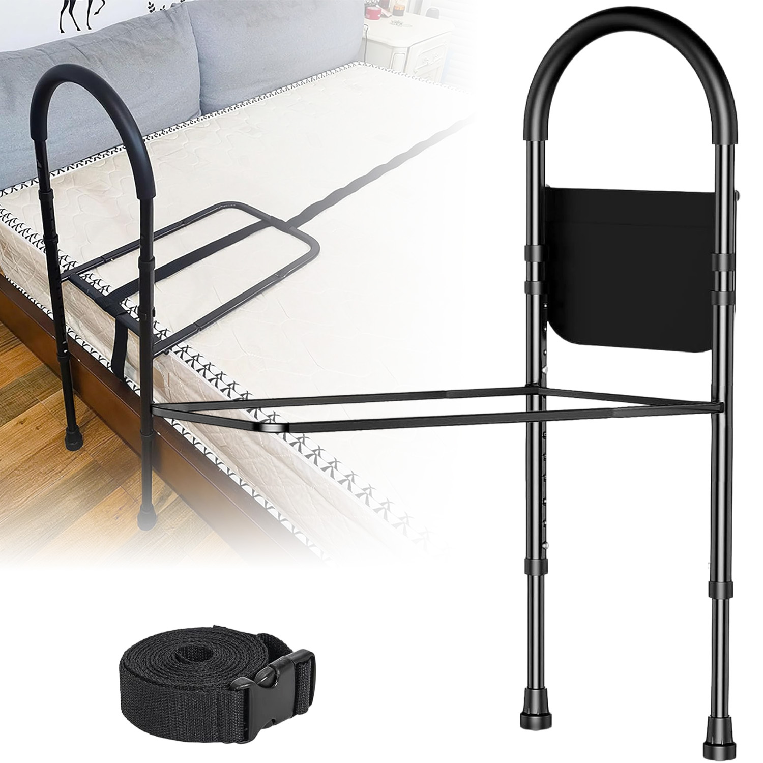 Bed Rails For Elderly Adults Safety, Adjustable Bed Assist Rail - Portable Bed Cane Supports 130kg, Bedside Safety And Stability For Seniors