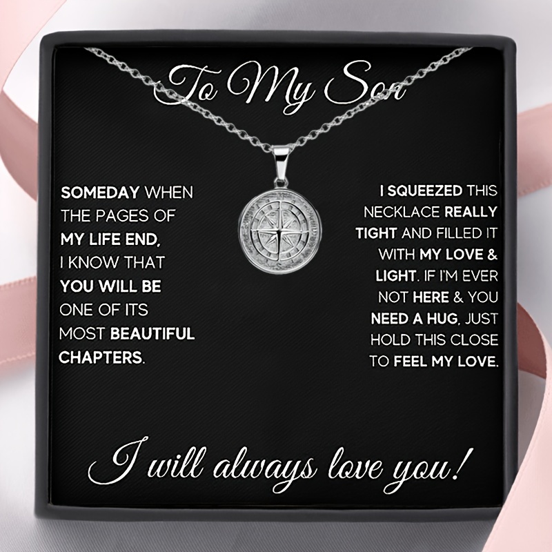 TEMU Men's Compass Necklace For Son | Stainless Steel Pendant, Ideal For Everyday Or Special Occasions, Birthday, Graduation & Christmas Gift With