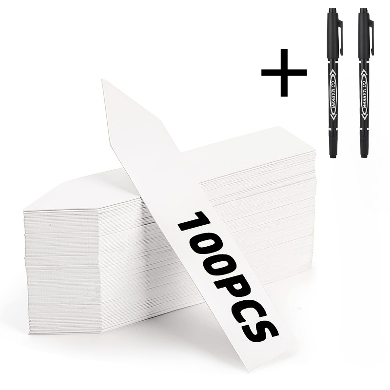 TEMU 100 Plant Labels + 2 Marker Pens, Weatherproof Garden Markers - Durable Plastic Tags, Suitable For Outdoor Seedlings And Vegetables, Reusable