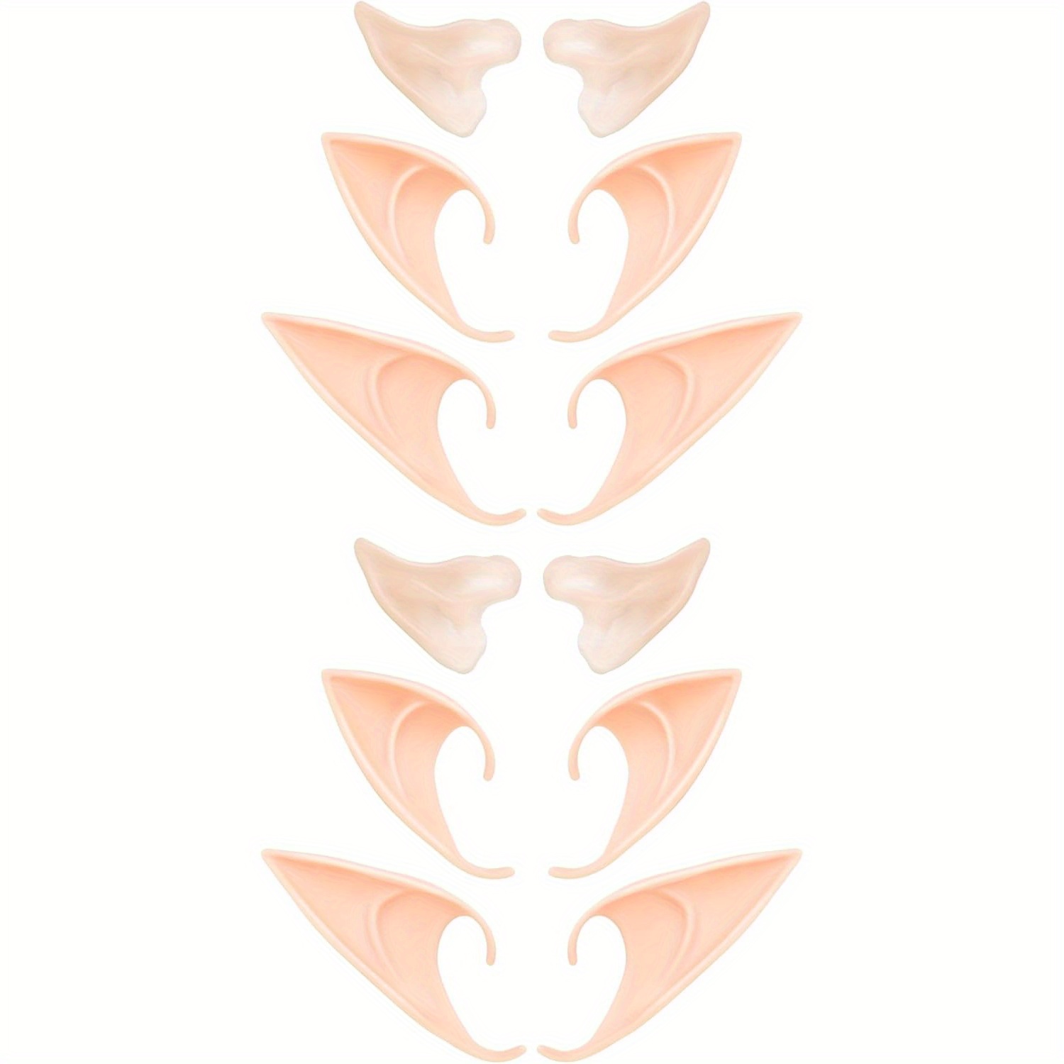 6 Pairs Elf Ears - Cosplay Fairy Fairy Ears Soft Pointed Ear Tips Anime Costume Makeup Masquerade Additions Halloween Vampire (6 Pairs)