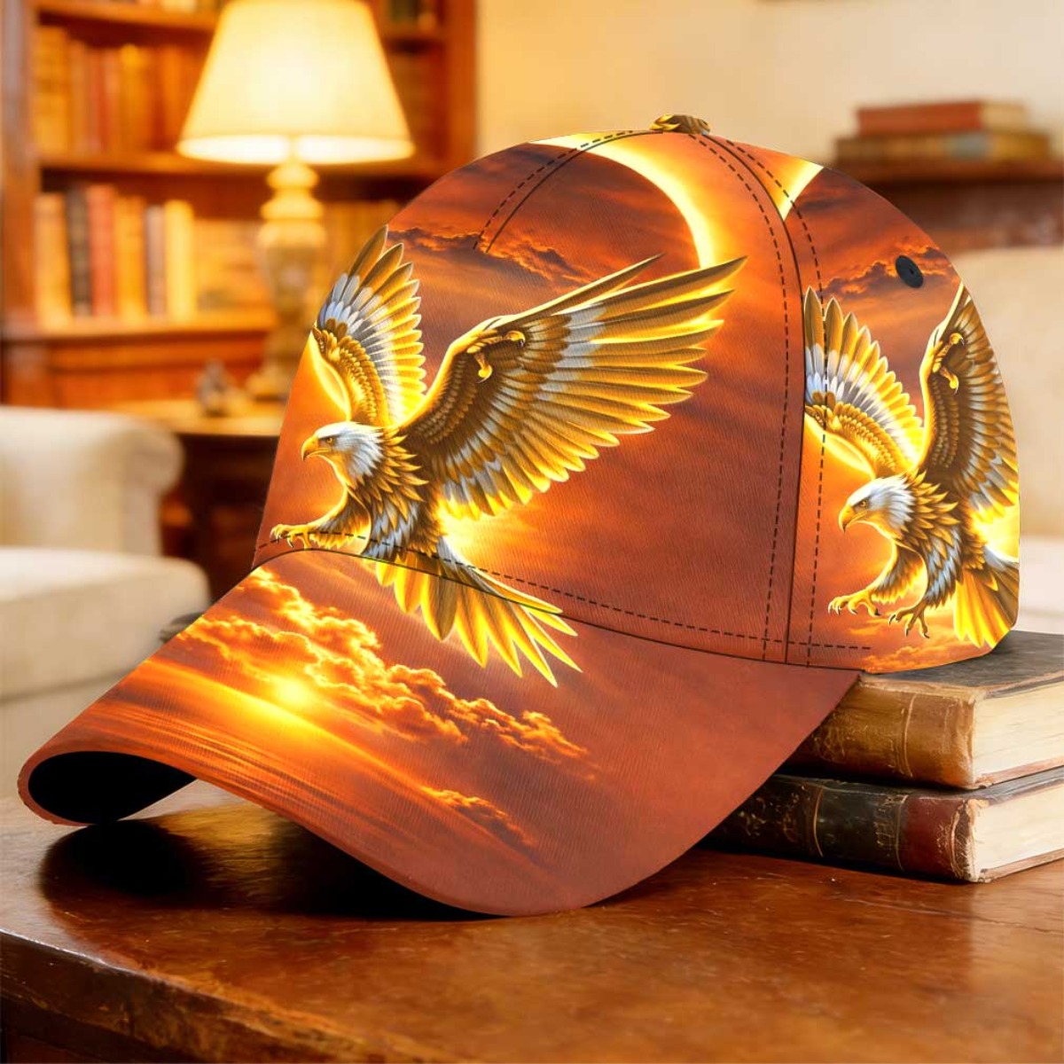 TEMU Casquette de baseball rétro 1 pièce royal avec à 3 aigles et impression intégrale - Légère et respirante, adaptée pour la pêche, le skateboard,