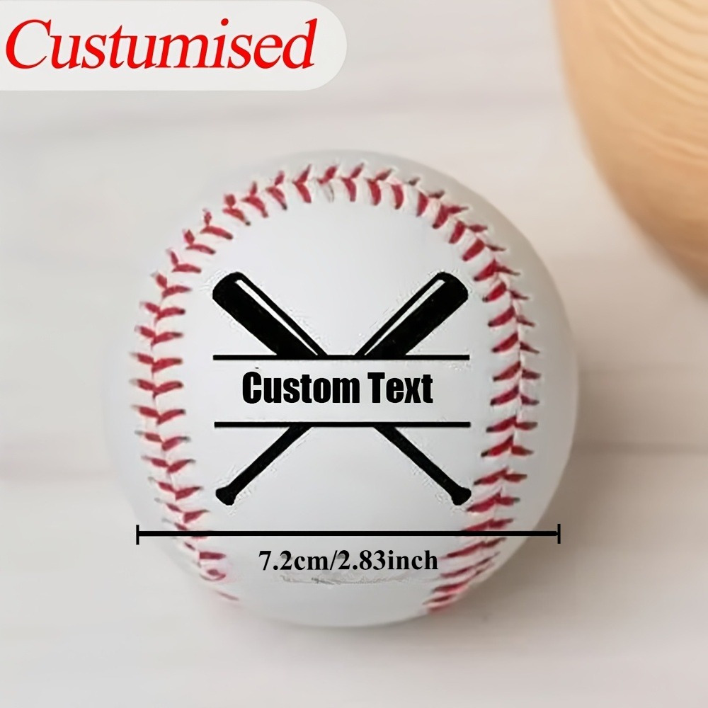 TEMU Balle de baseball rigide personnalisée de 9 pouces à âme en liège - Nom/Numéro d'équipe et de , impression UV, convient pour l'entraînement, les