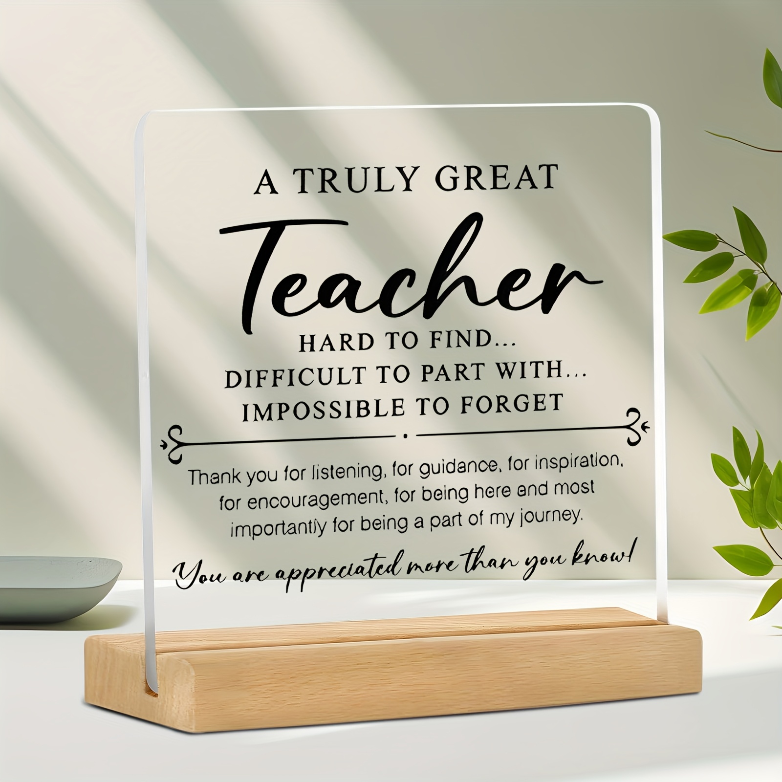 TEMU 2d Flat, 2d Flat Print Acrylic Plaque For Desk Decor - "a Great Teacher" Inspirational Quote, Contemporary Classroom Style Office Desktop